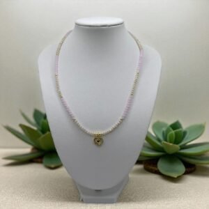 Collar cristales y dije en baño de oro de 14K