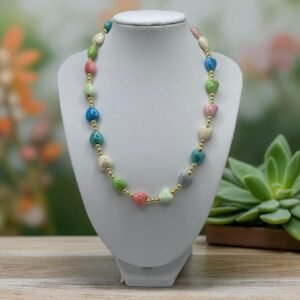 Collar hematita y corazones de cerámica