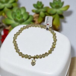 Pulsera cristales dije colgante en baño de oro de 14K