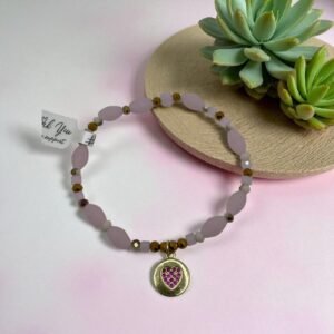 Pulsera con dije colgante en baño de oro de 14K