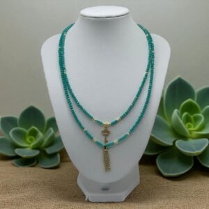 Set de collares con dijes MOM y llave en baño de oro de 14K